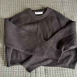 Zara crop black ribbed sweater